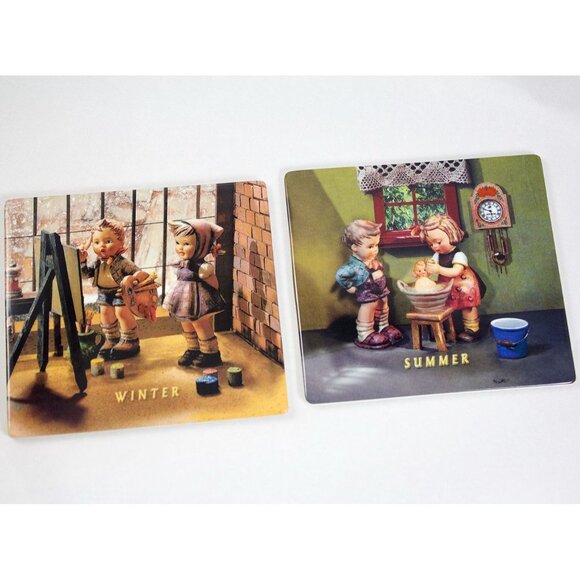 Hummel Seasons In Time Ceramic Tiles Summer & Winter A1366 A0987 BRADEX 2005-06 - Picture 1 of 3